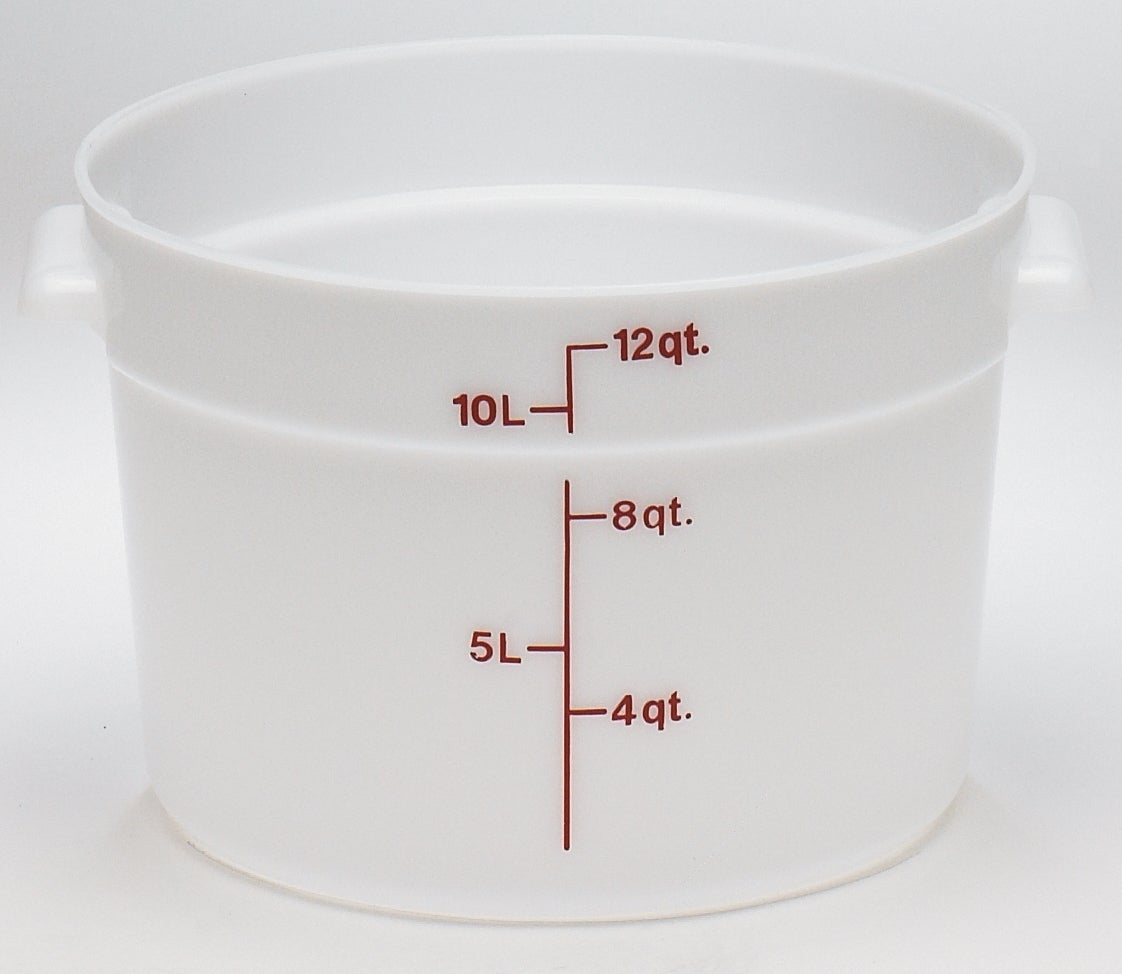 Container, 12 Quart, Plastic, White, Round,1 - 1 COUNT