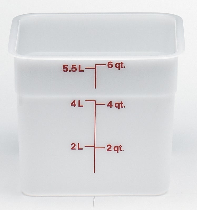 Container, 6 Quart, Plastic, White, Square, Polyethylene,1 - 1 COUNT