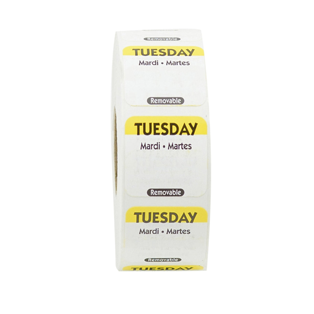 Labels, Tuesday, 1 x 1 Inch, Removable, Yellow, Square, Trilingual,1 - 1000 COUNT