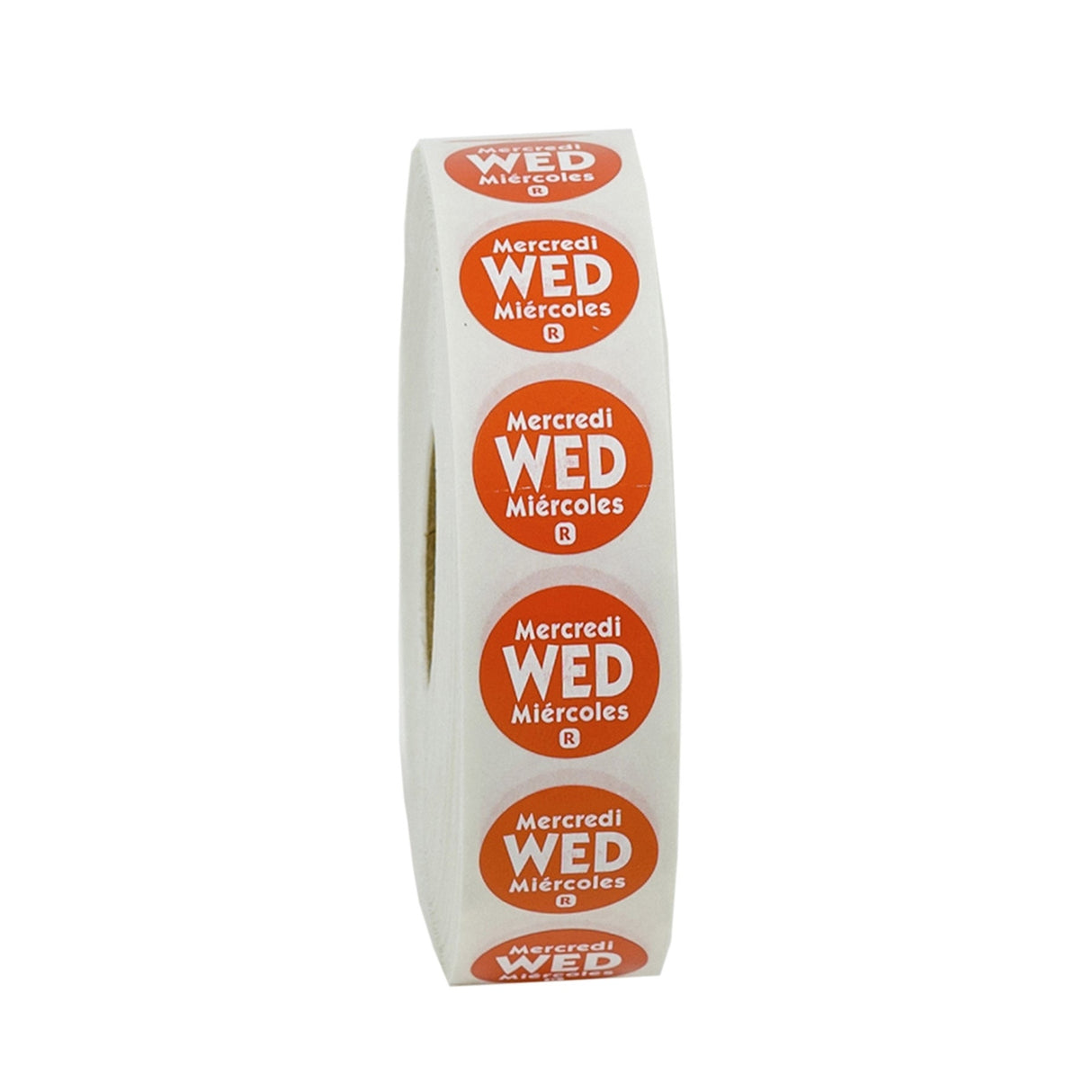 Labels, Wednesday, 0.75 Inch, Removable, Red, Circle, Trilingual,1 - 2000 COUNT