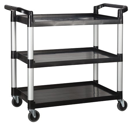 Cart, Utility, 3-Tier, Black, 40.75 x 19.50 x 37.38 Inch, with 2 Handles,1 - 1 EACH