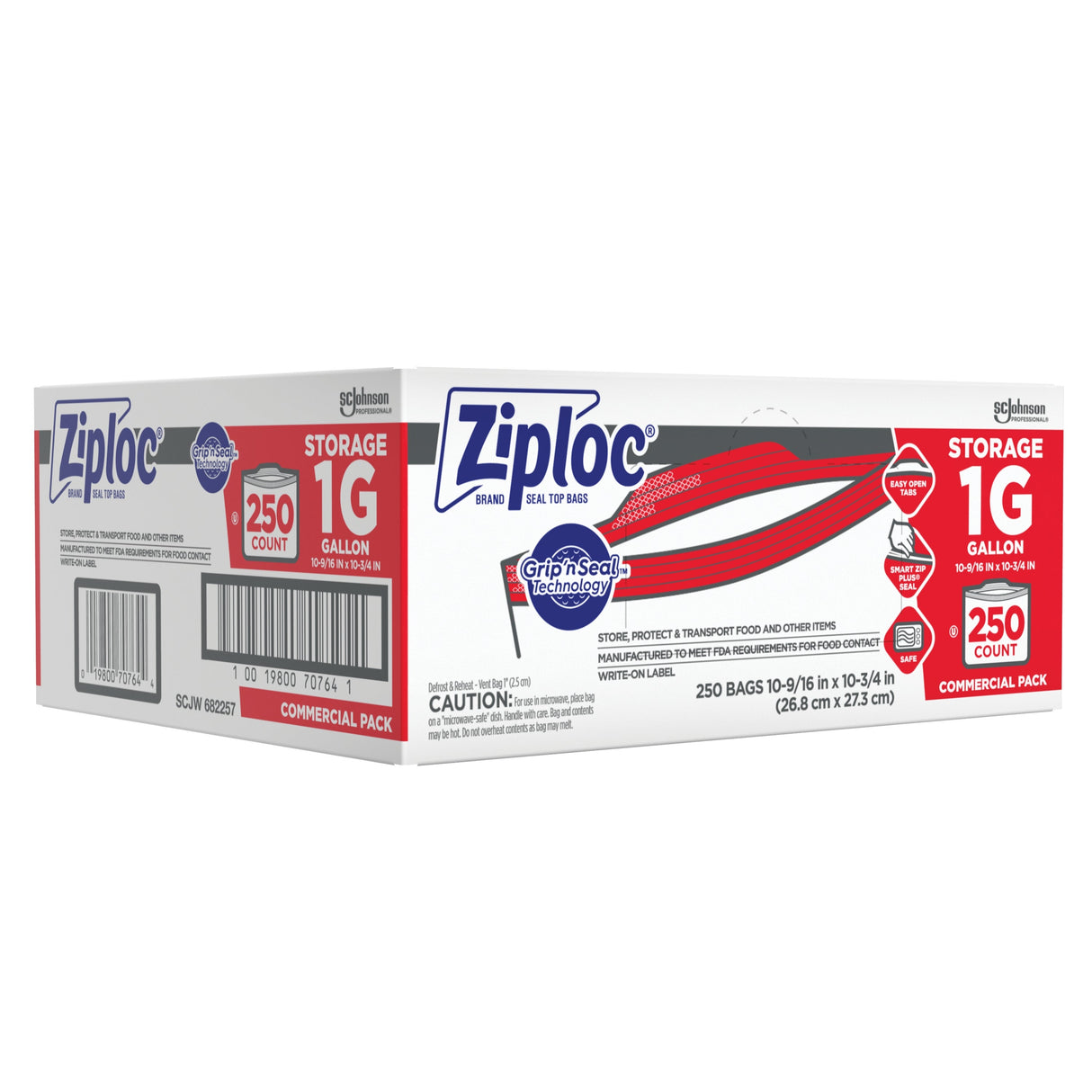 Bags, Reclosable, 1 Gallon, Plastic, Clear, with Write-On Label, Zip Seal,250 - 1 EACH