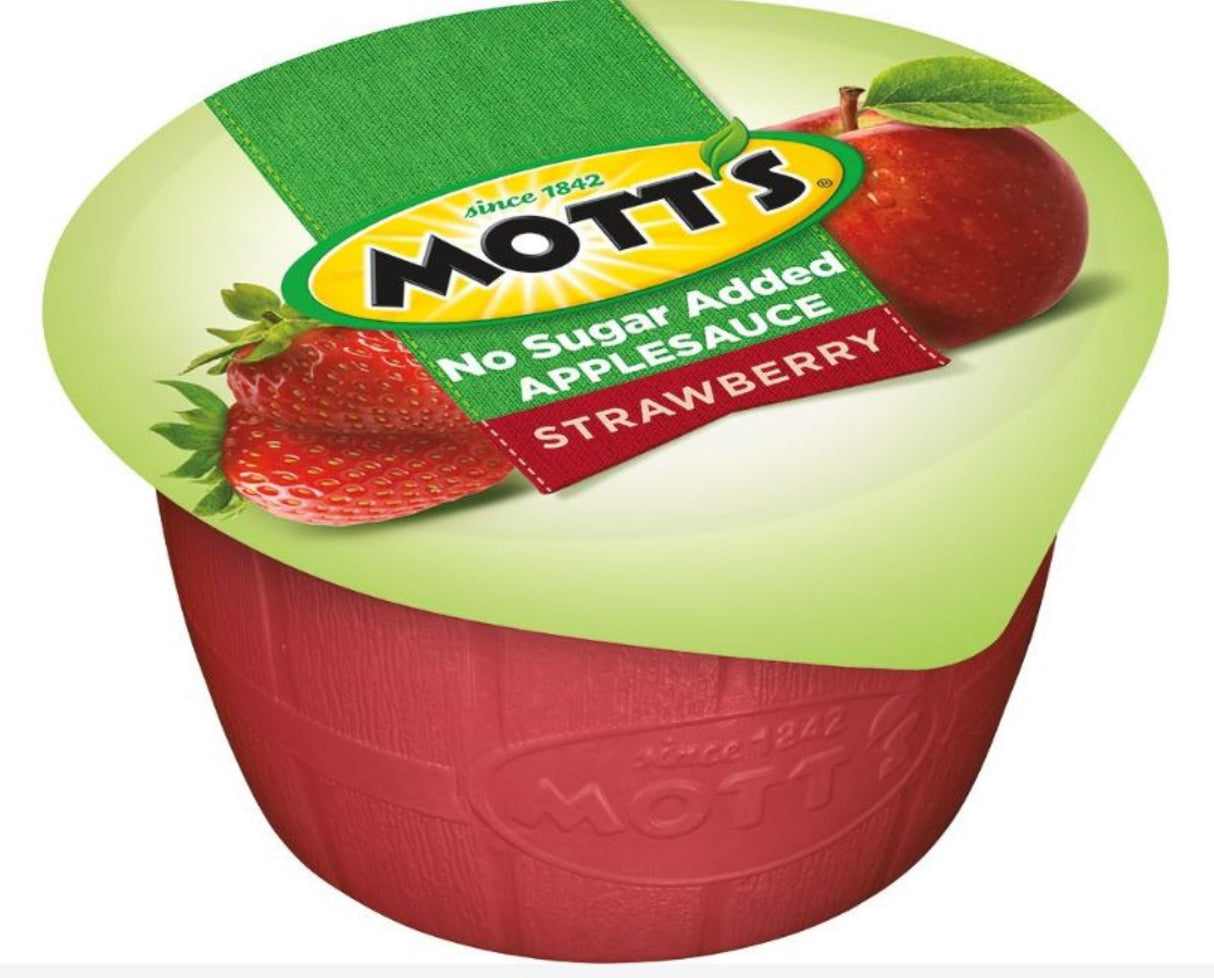 Apple Sauce, Strawberry, No Sugar Added, Single-Serve Cup, Shelf-Stable,72 - 4.5 OUNCE