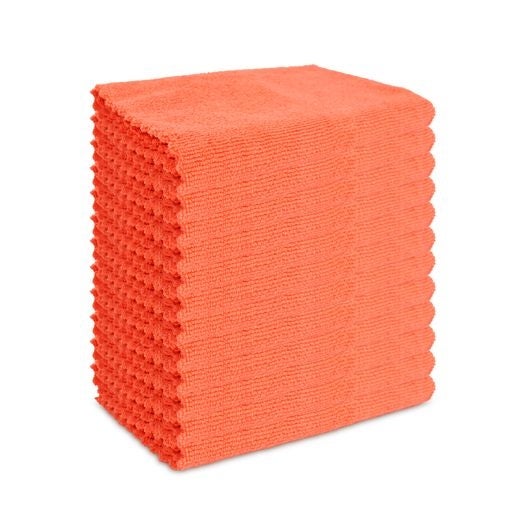 Cloths, Terry Microfiber, Orange, 12 x 12 Inch,1 - 12 COUNT