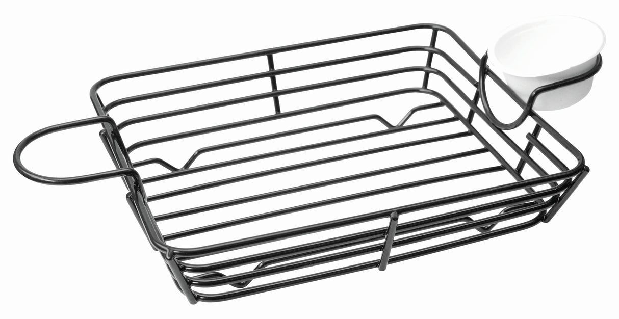Baskets, 12.2 x 6.8 x 1.6 Inch, Square, Black, Metal, with Integrated Ramekin Holders,6 - 1 COUNT