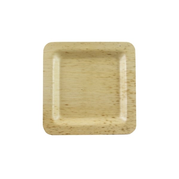 Plates, Double Layer, 4.7 Inch, Bamboo Leaf, Natural, Square, Wide Rim, Biodegradeable, 4.7 Linear Inch,10 - 10 COUNT