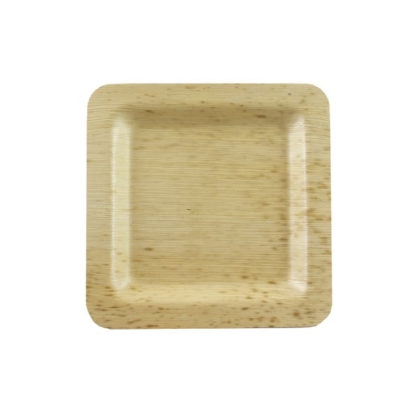 Plates, Double Layer, 5.9 Inch, Bamboo Leaf, Natural, Square, Wide Rim, Biodegradeable, 5.9 Linear Inch,10 - 10 COUNT