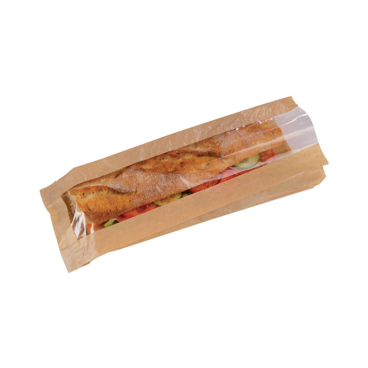 Bags, Sandwich, 3.9 x 1.6 x 14.2 Inch, Paper, Brown, with Window,1 - 1000 COUNT