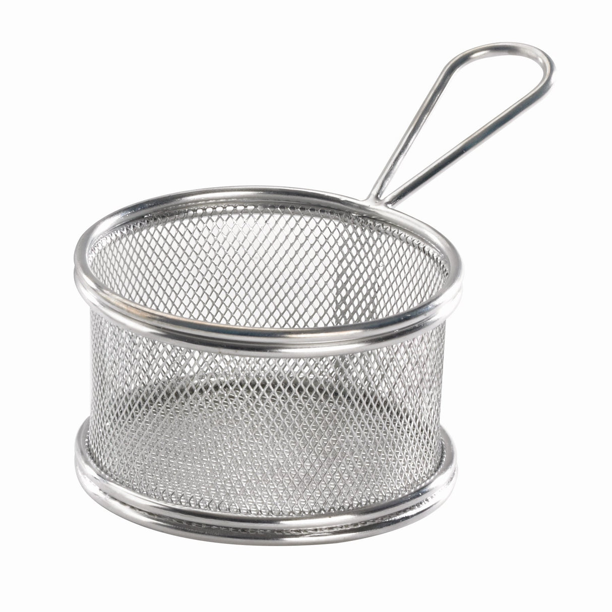 Fryer Baskets, Serving, 10 Ounce - 3.5 x 3.5 Inch, Metal, Stainless Steel, Round, with Handle,6 - 1 COUNT