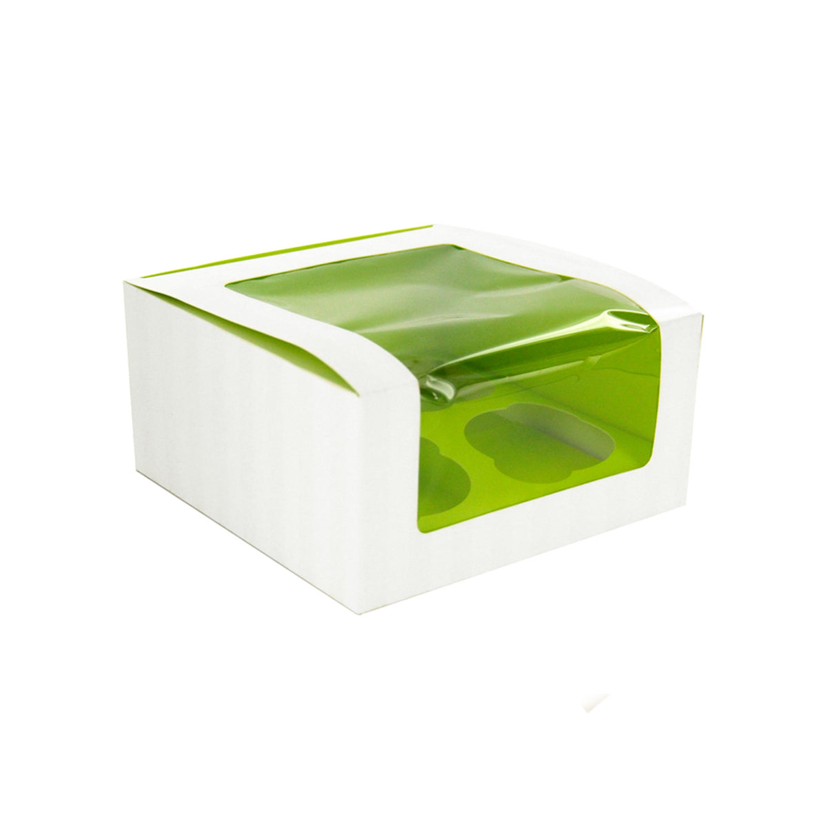Boxes, Cupcake, 6.7 x 6.7 x 3.3 Inch, Molded Fiber, white/Green, With Latch,2 - 50 COUNT
