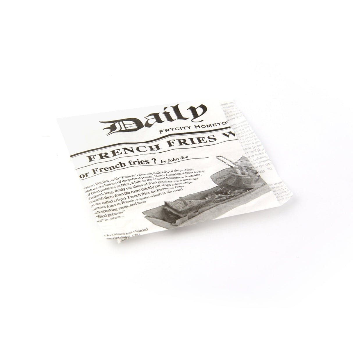 Bags, 5.1 x 5.1 Inch, Paper, White, Newspaper Design, Open on 2 Sides,8 - 1000 COUNT