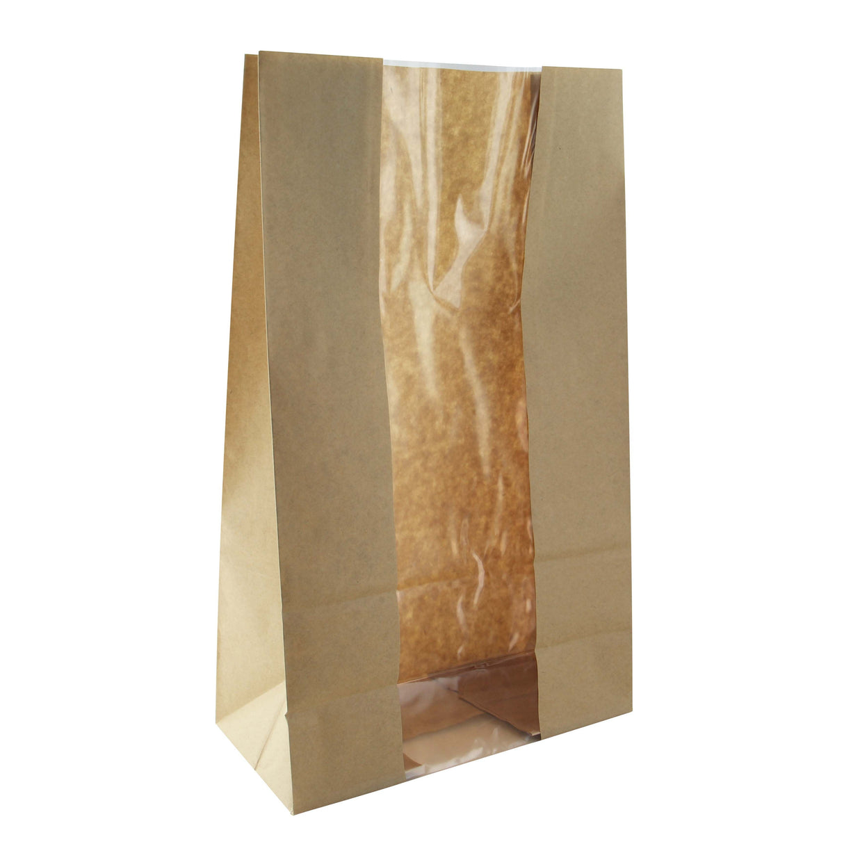 Bags, Self Opening Square, 8.9 x 4.7 x 10.4 Inch, Greaseproof Paper, Brown, Biodegradable, with Window,4 - 125 COUNT