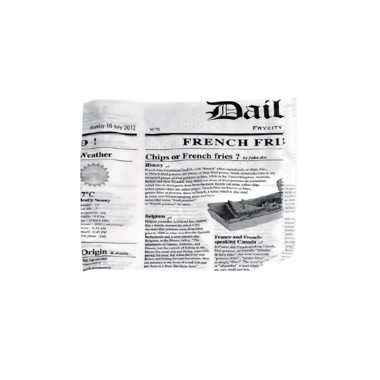 Bags, 6.7 x 6.7 Inch, White, Newspaper Design, Opens on 2 Sides,8 - 1000 COUNT