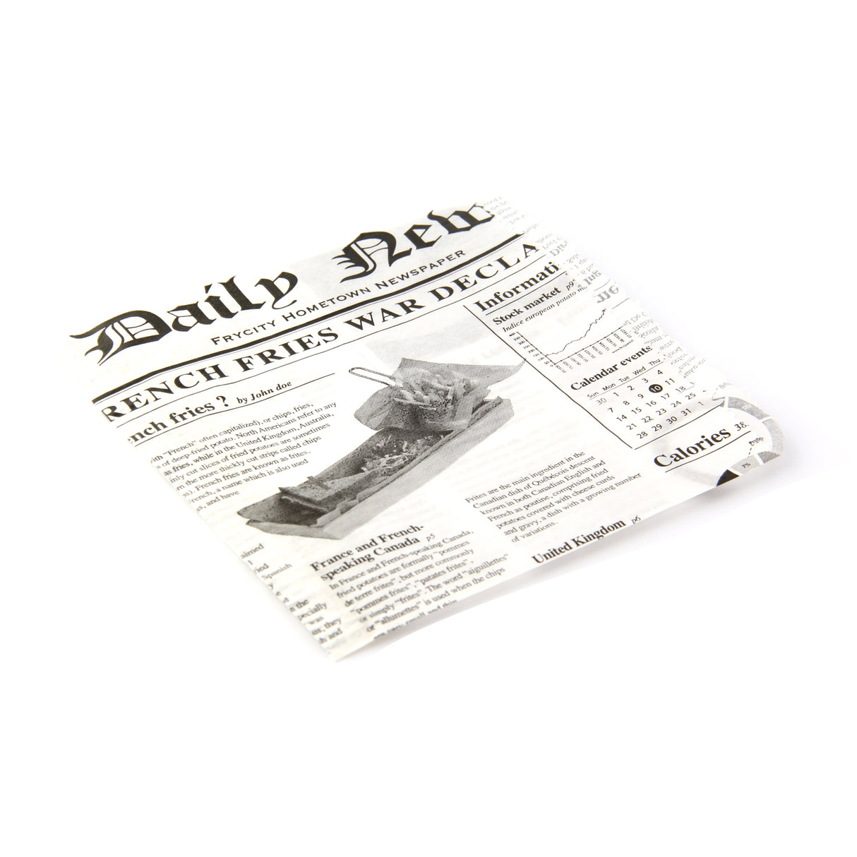 Bags, 6.7 x 6.7 Inch, White, Newspaper Design, Opens on 2 Sides,1 - 1000 COUNT