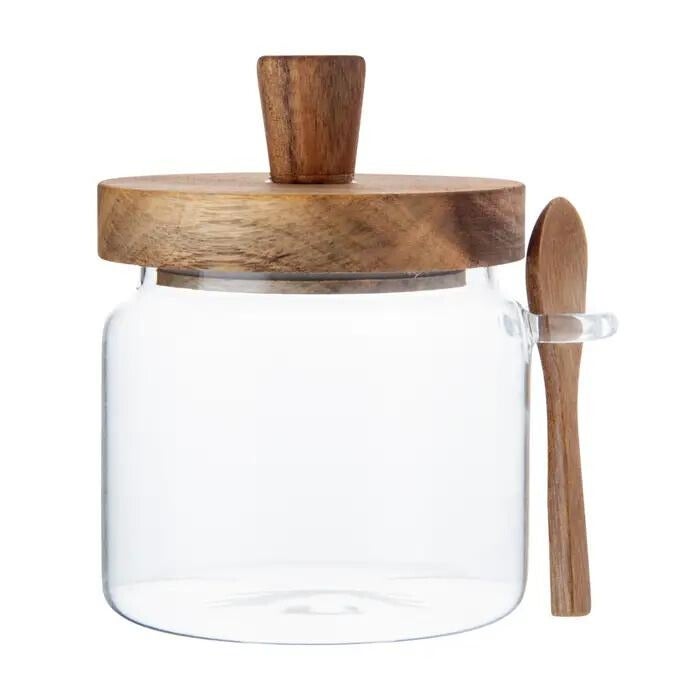 Jar, Storage, 17 Ounce, Glass, with Acacia Lid,1 - 1 EACH