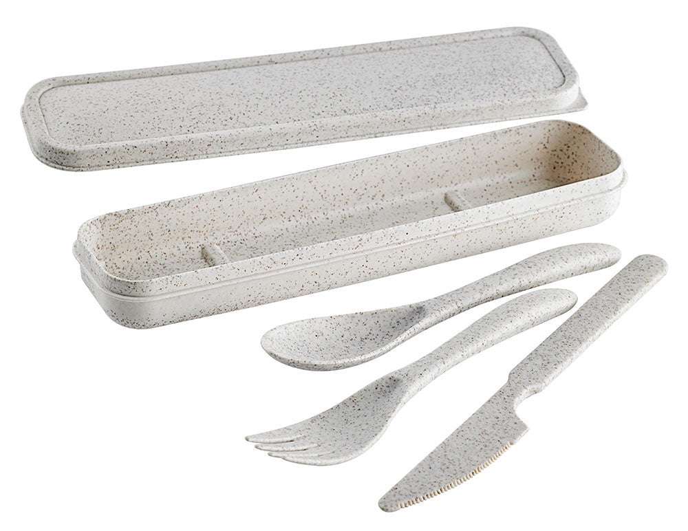 Cutlery Kits, Fork/Knife/Spoon, Huskly, Husk Composite, Beige, Reusable, 7 Inch,48 - 1 EACH