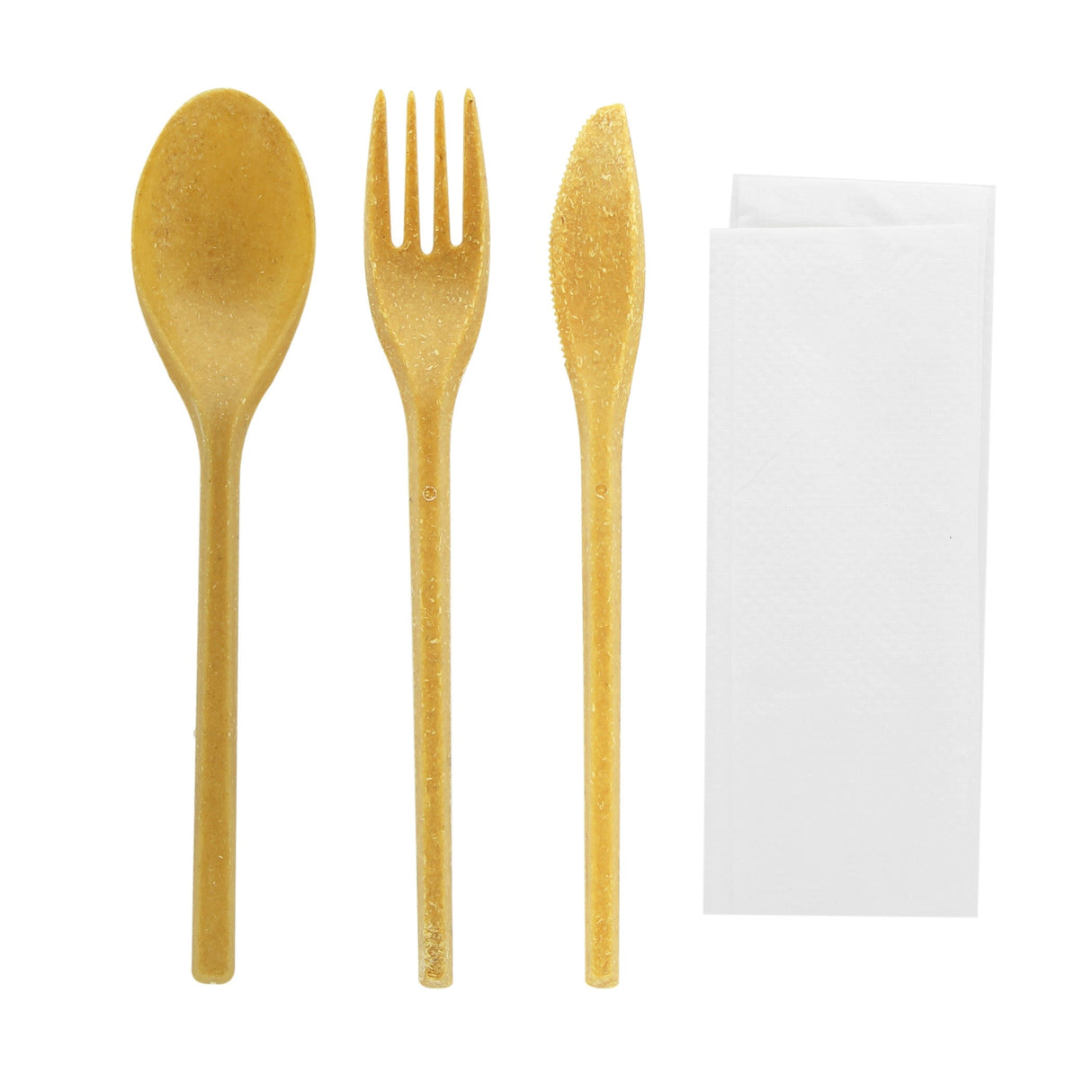 Cutlery Kits, Fork/Knife/Spoon, Wood Fiber Composite, with Napkin, 7.08 Inch,5 - 50 COUNT