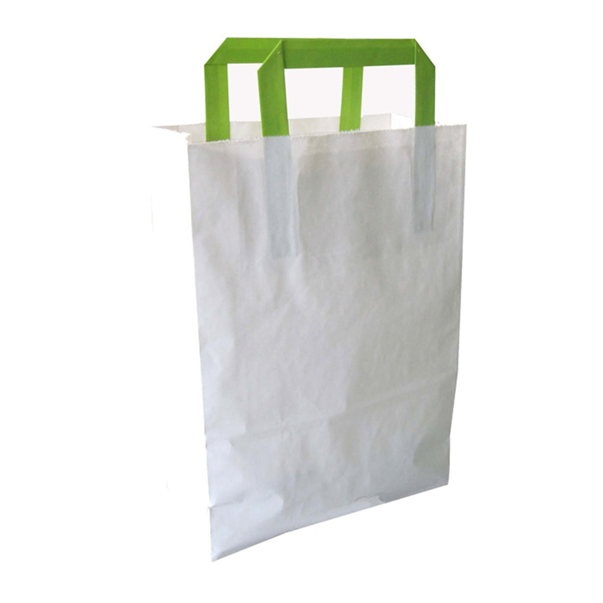 Bags, 11 x 4 x 7.9 Inch, Paper, White, with Green Handles,250 - 1 EACH