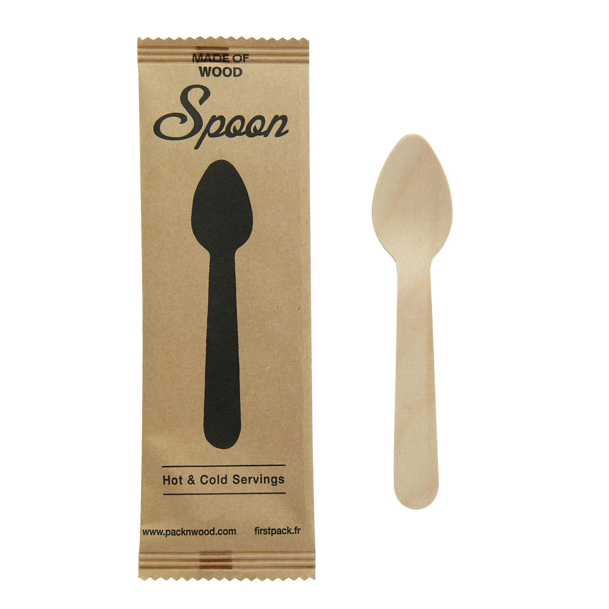 Spoons, Mini 4.3 Inch, Wooden, Wrapped in Paper,10 - 50 COUNT