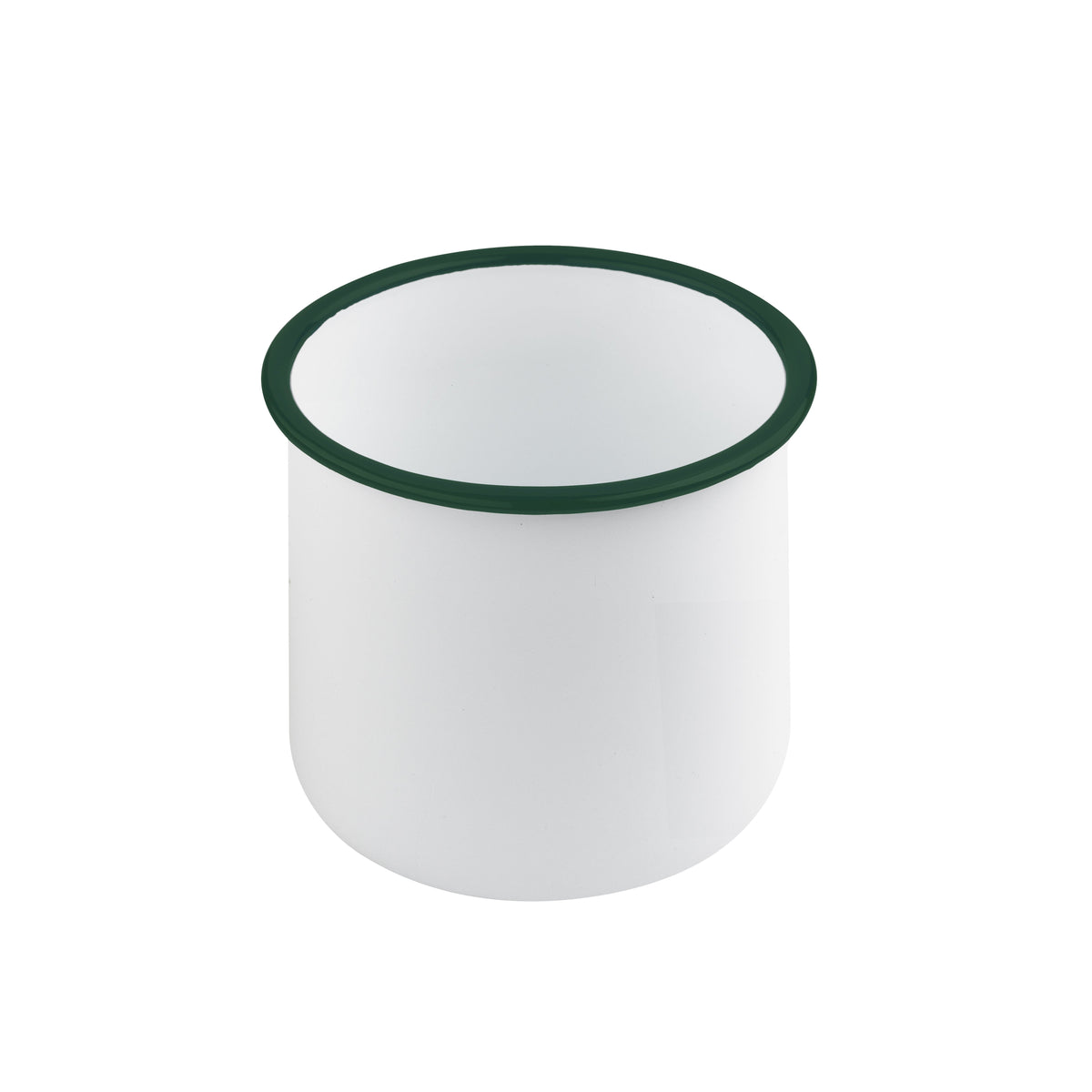 Bowls, Delipot, 23 Ounce, White Enameled, with Green Rim, Straight Side, 1 Each,12 - 1 COUNT