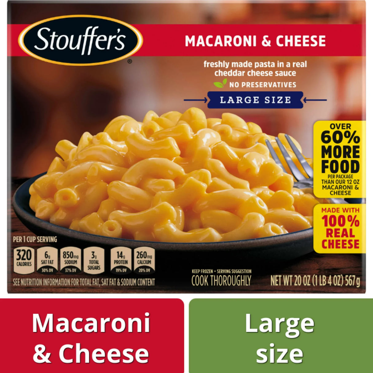 Entree, Macaroni & Cheese,12 - 20 OUNCE