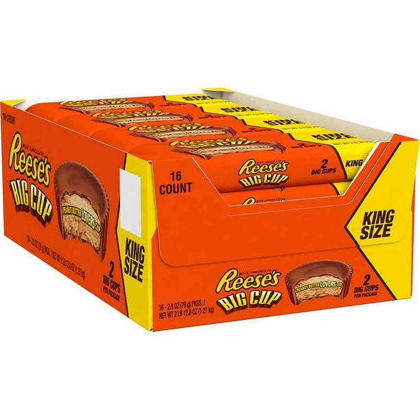 Candy, Peanut Butter Cup, Milk Chocolate, Big Cup,16 - 2.8 OUNCE