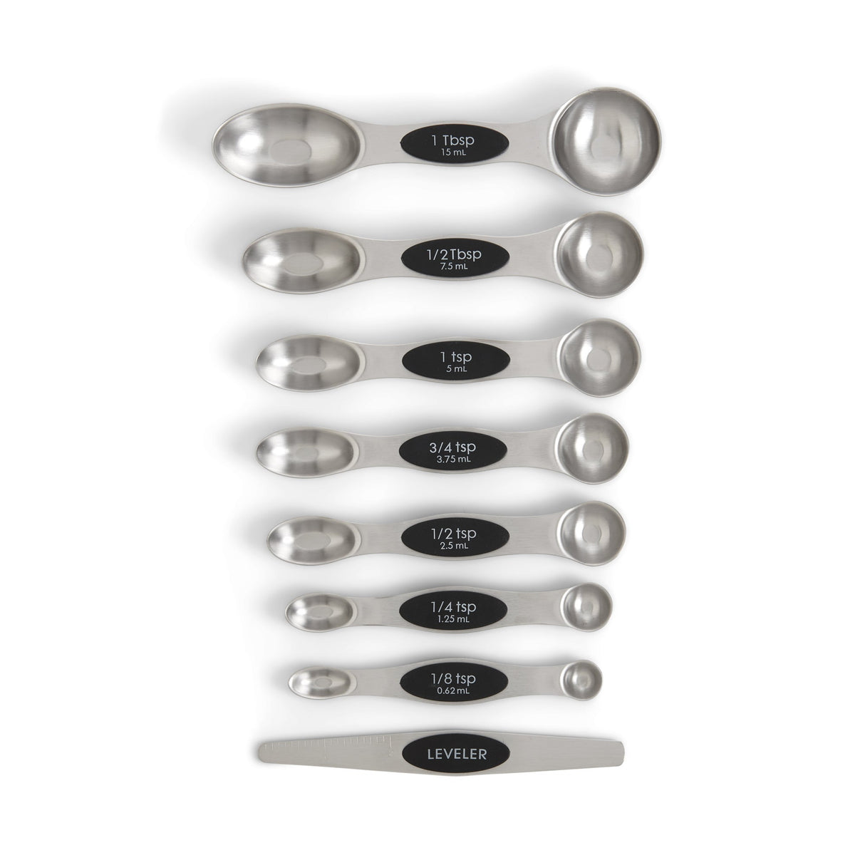 Measuring Spoon Set, Dual Sided Magnetic, Stainless Steel, with Leveler,6 - 1 EACH