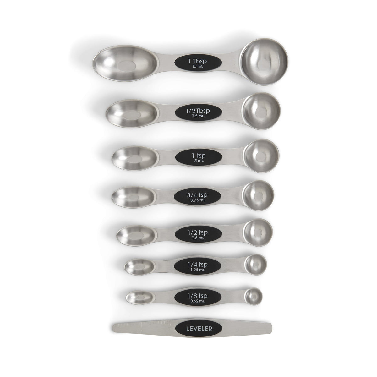 Measuring Spoon Set, Dual Sided Magnetic, Stainless Steel, with Leveler, 1 Each,6 - 1 COUNT