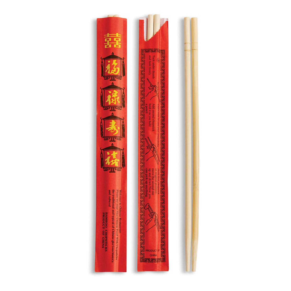 Chopsticks, Bamboo, in Paper Sleeves,6 - 50 COUNT