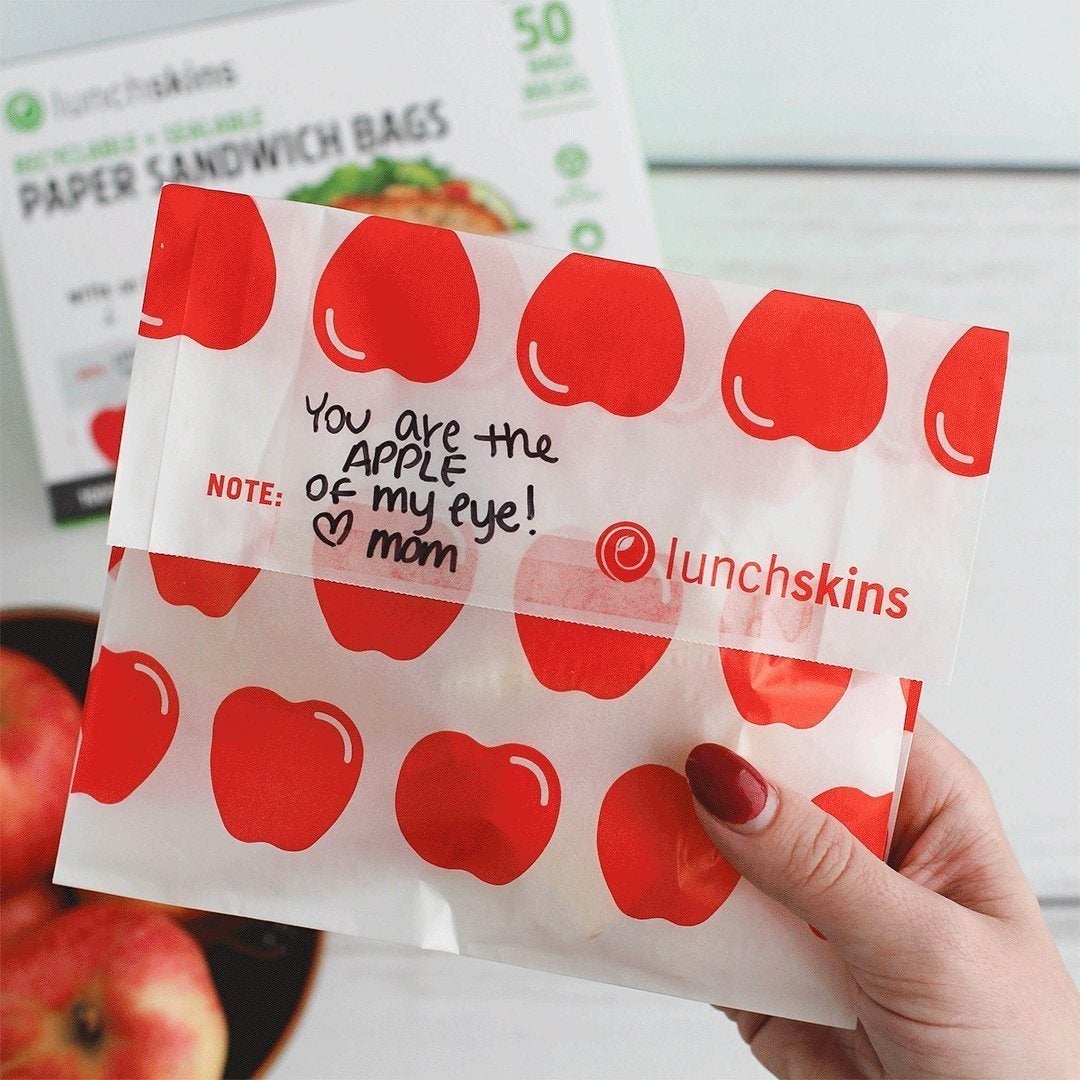 Bag, Sandwich, Paper, Red Apple Print, Sealable,12 - 50 COUNT