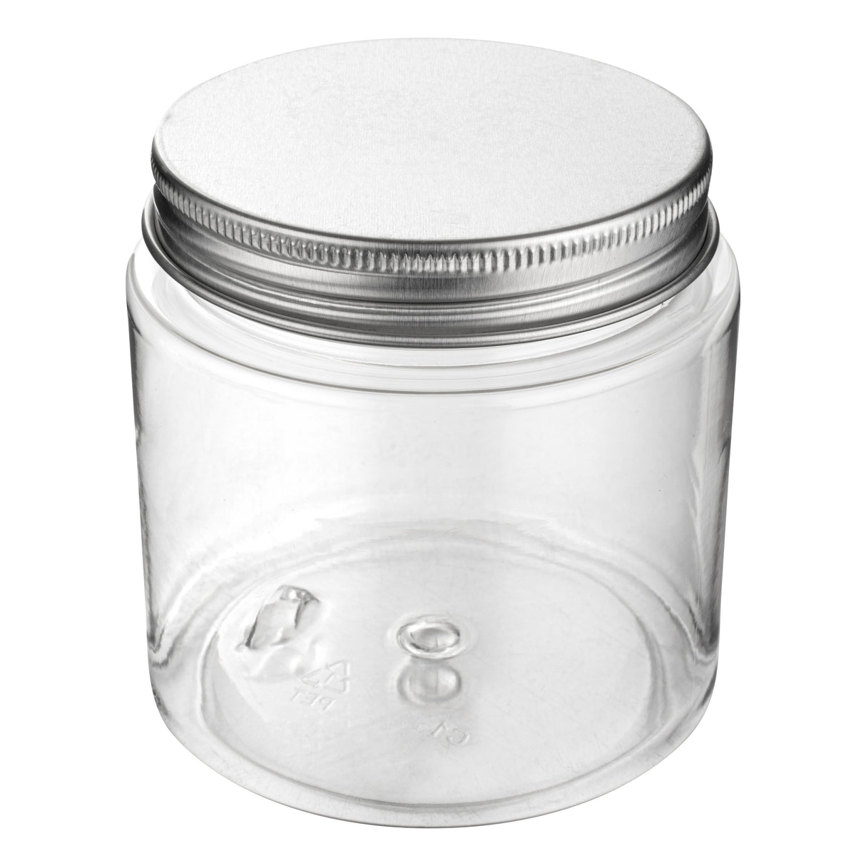 Jars, Candy & Snack, RW Base 8 Ounce, Plastic, Clear, with Silver Aluminum Lid, 3 x 3 x 3 Inch,10 - 1 EACH