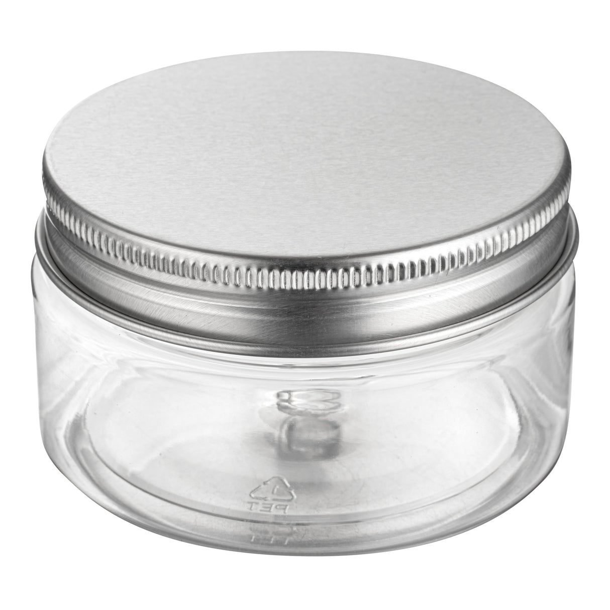 Jars, Candy & Snack, RW Base 4 Ounce, Plastic, Clear, with Silver Aluminum Lid, 2.75 x 2.75 x 1.5 Inch,10 - 1 EACH