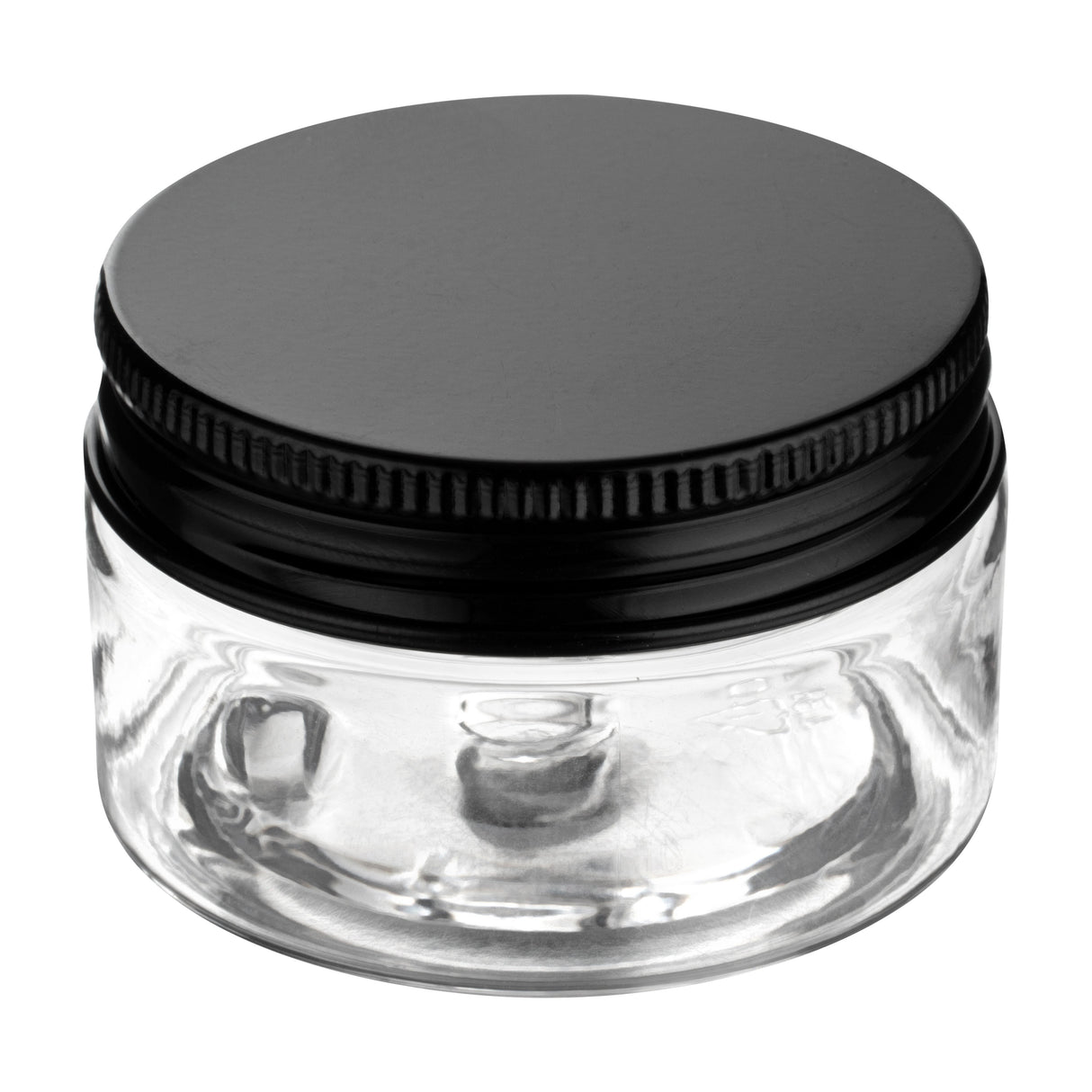 Jars, Candy & Snack, RW Base 1 Ounce, Plastic, Clear, with Black Aluminum Lid, 2 x 2 x 1.25 Inch,10 - 1 EACH