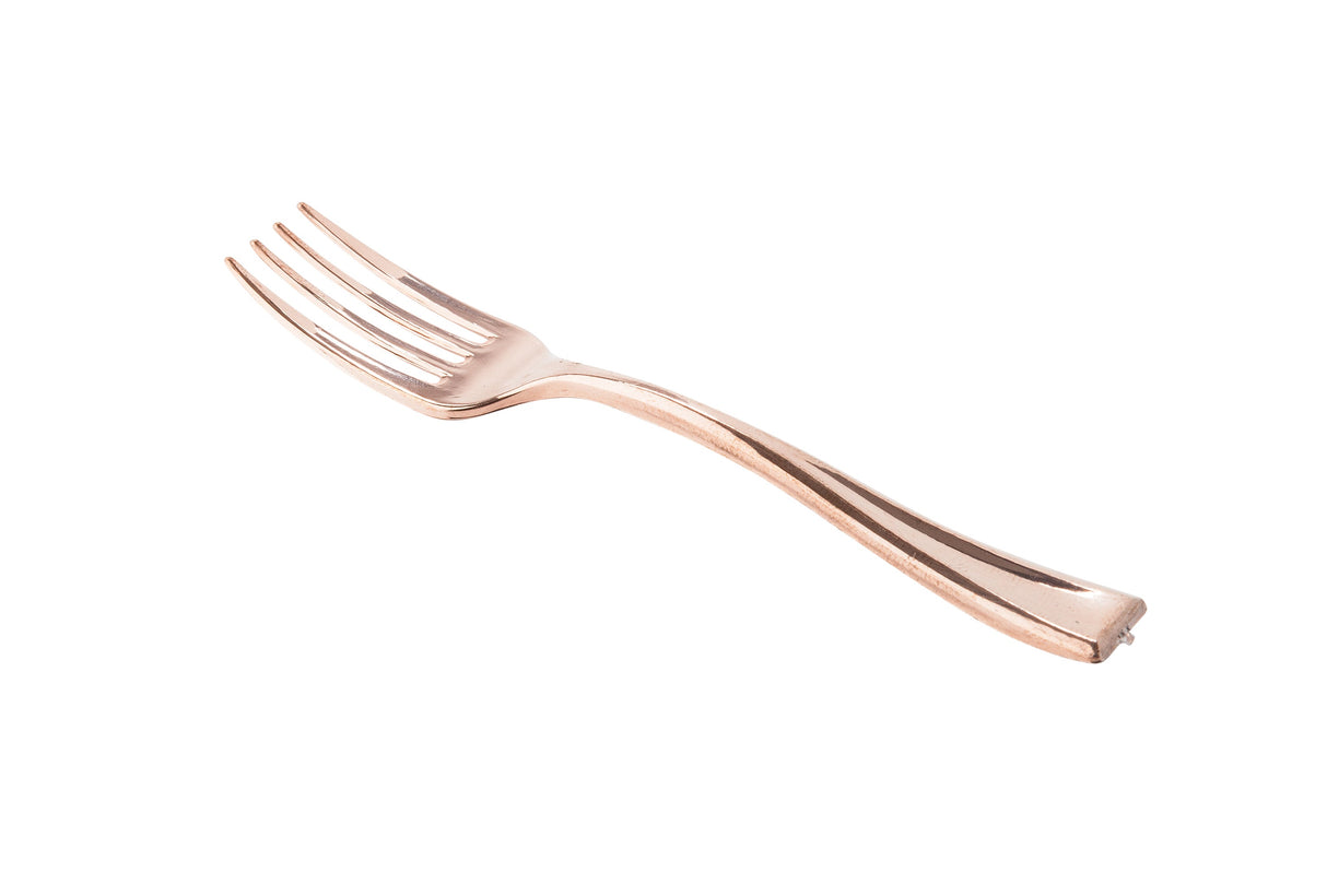 Forks, Mini, Plastic, Rose Gold, 4 Inch,100 - 1 EACH