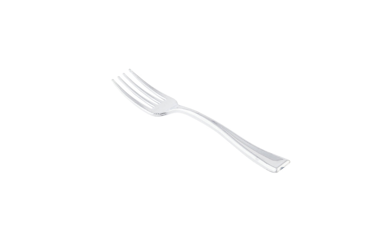 Forks, Mini, Plastic, Silver, 4 Inch,100 - 1 EACH
