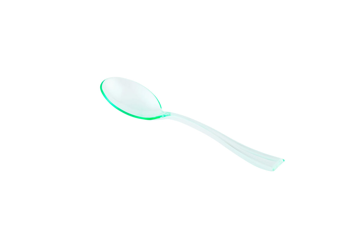 Spoons, Mini, Plastic, Seagreen, 4 Inch,100 - 1 EACH