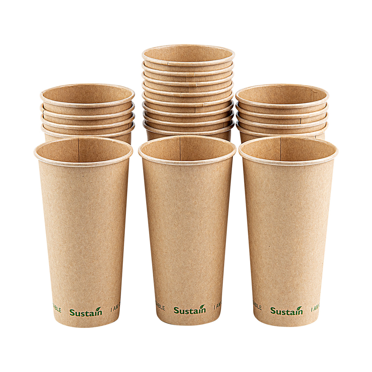 Cups, Hot, Sustain 20 Ounce, PLA-Lined Paper, Kraft, 3.5 x 3.5 x 6.25 Inch,50 - 1 EACH