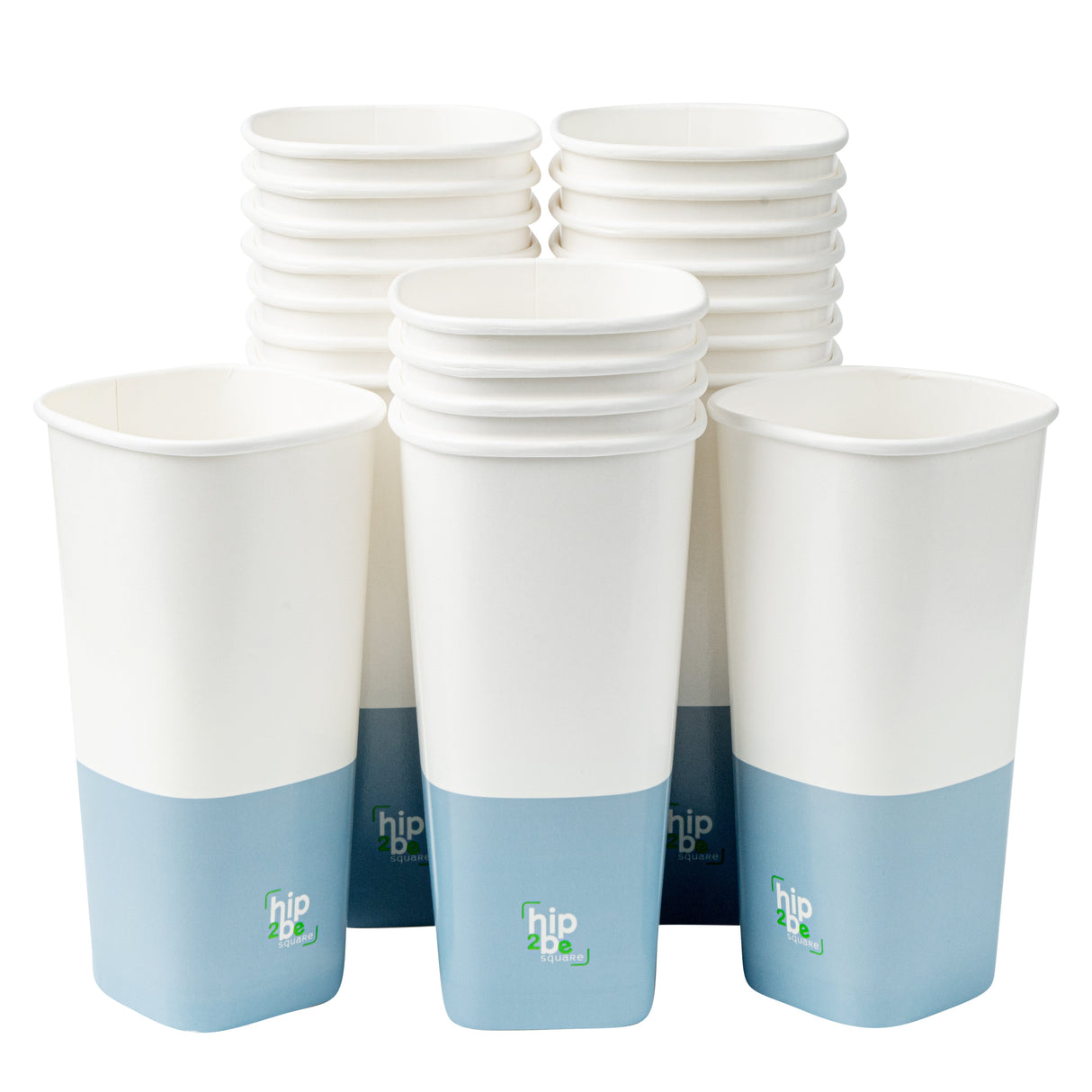 Cups, Hot & Cold, Hip 2 Be Square 22 Ounce, Paper, White & Blue, 3.25 x 3.25 x 6.75 Inch,25 - 1 EACH