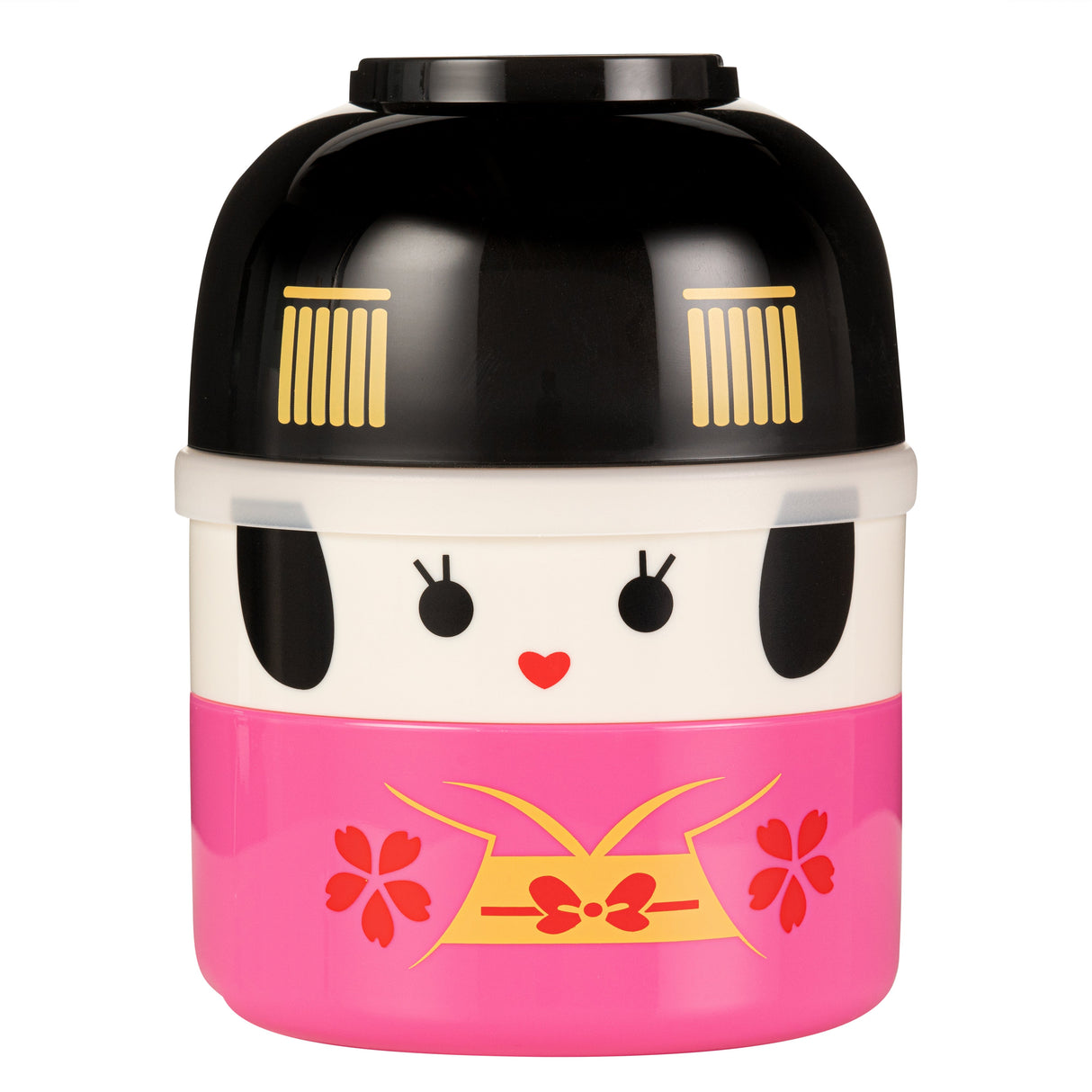 Box, 2-Tier Bento, Bento Tek 22 Ounce, Plastic, Maiko Kokeshi Print, 4.25 x 4.25 x 5.25 Inch,1 - 1 EACH