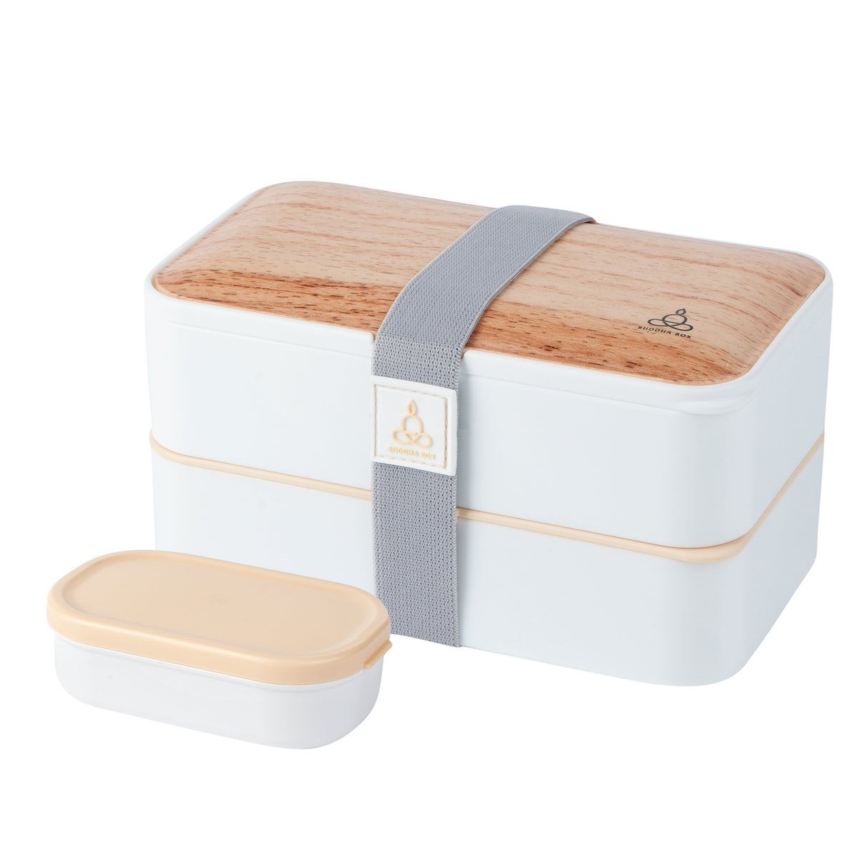 Box, Lunch, Bento Tek 41 Ounce, Plastic, Wood Grain & White, 7.25 x 4.25 x 4 Inch, with Utensils & Sauce Cup,1 - 1 EACH
