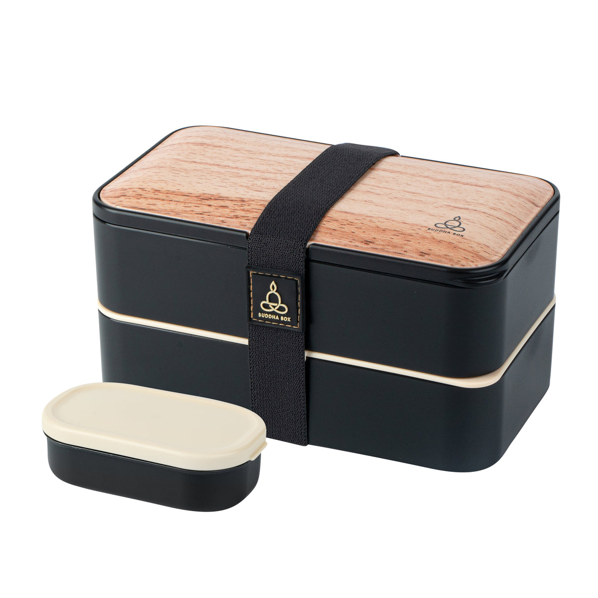 Box, Lunch, Bento Tek 41 Ounce, Plastic, Wood Grain & Black, 7.25 x 4.25 x 4 Inch, with Utensils & Sauce Cup,1 - 1 EACH