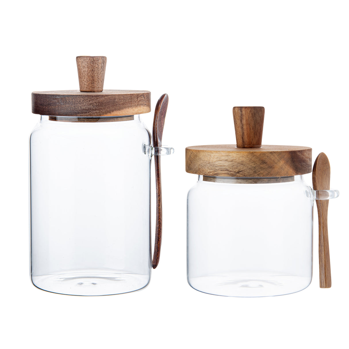 Jar Set, Storage, Vetri 2-Piece, Glass, with Acacia Lid & Chalkboard Label, 8 x 8 x 7.5 Inch,1 - 1 EACH