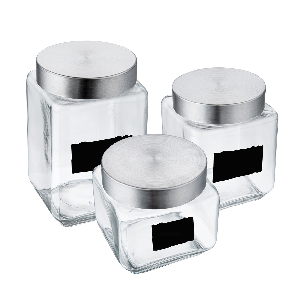 Jar Set, Storage, Vetri 3-Piece, Glass, with Lid & Chalkboard Label,1 - 1 EACH