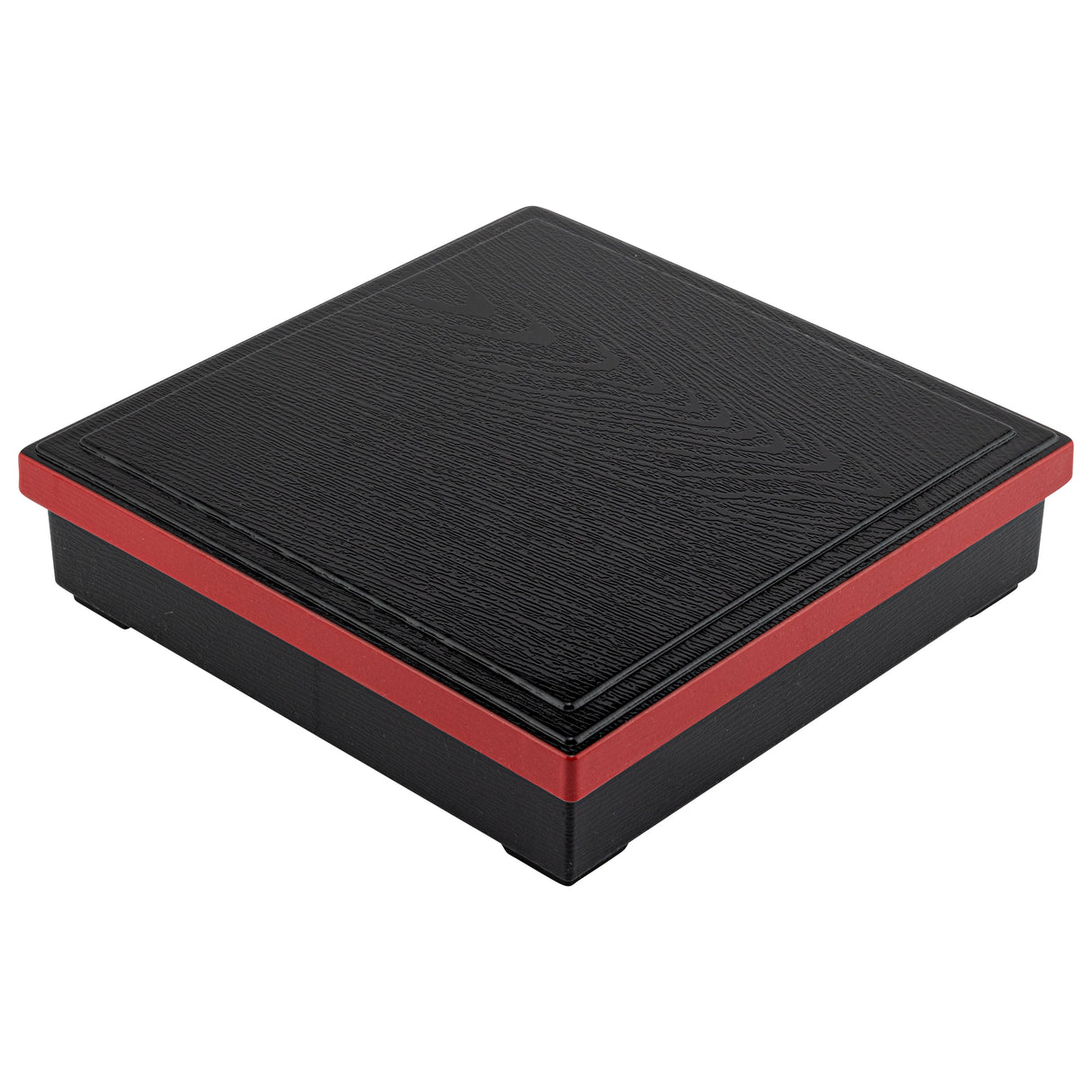 Box, Japanese Style Bento 4-Compartment, 10 x 10 x 2.25 Inch, Plastic, Black & Red, ABS,1 - 1 EACH