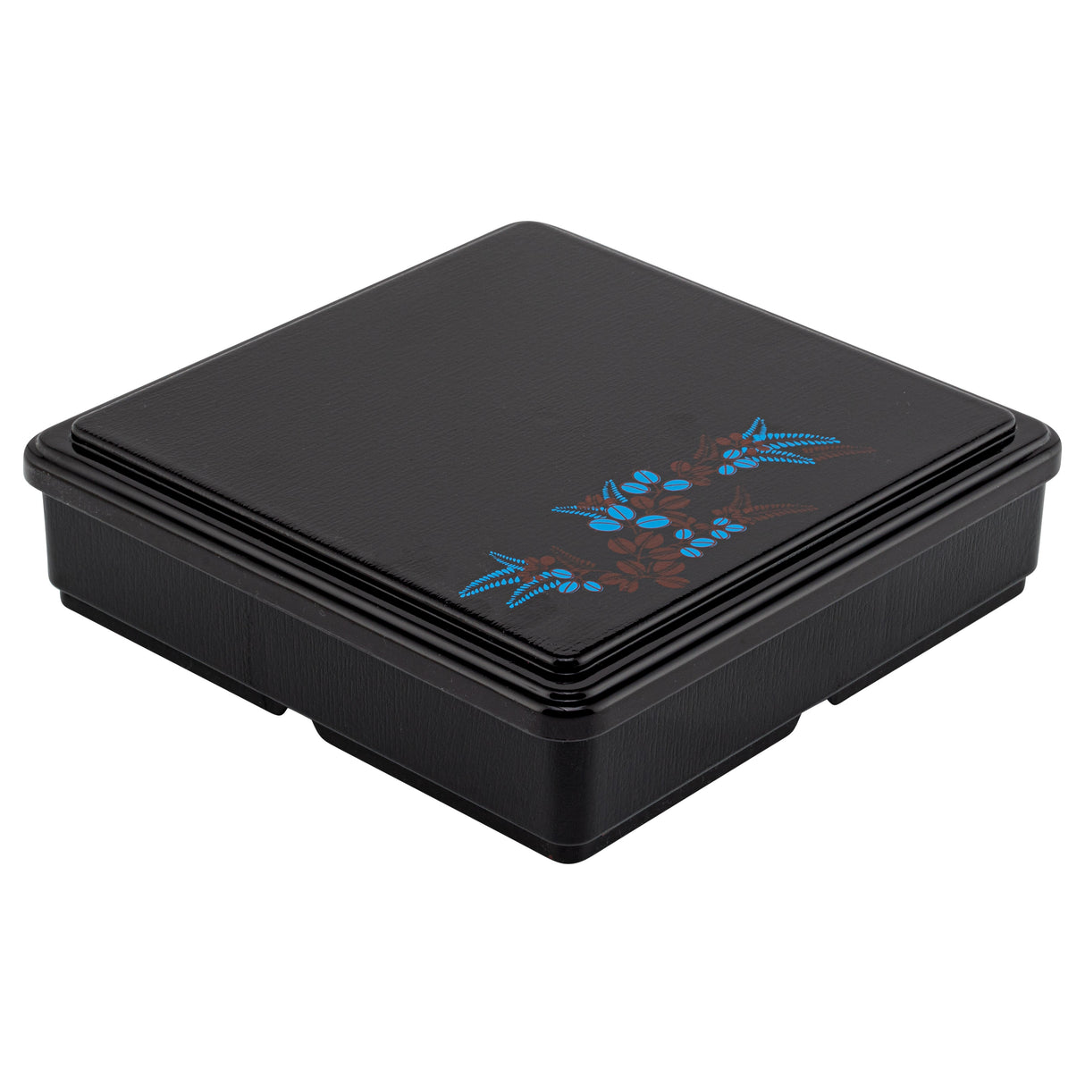 Box, Japanese Style Bento 5-Compartment, 8.25 x 8.25 x 2.25 Inch, Plastic, Black & Red, ABS,1 - 1 EACH