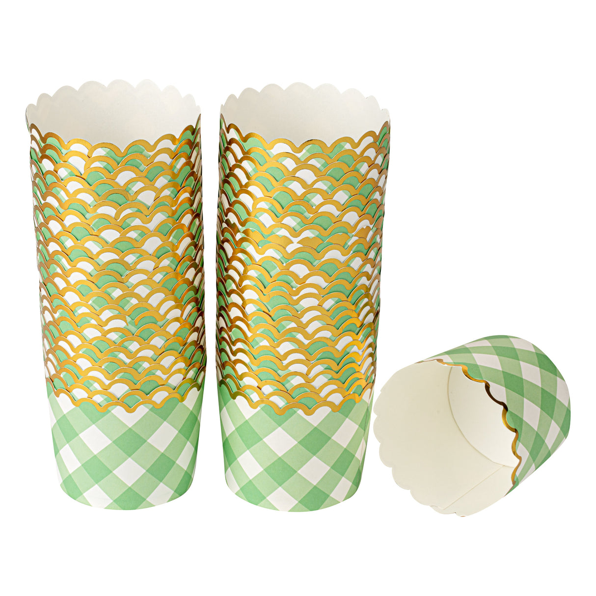 Cups, Baking, Panificio 4.5 Ounce, Paper Scalloped, Green Plaid,500 - 1 EACH