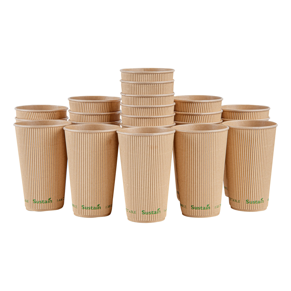 Cups, Hot, Sustain 16 Ounce, PLA-Lined Paper, Kraft, 3.5 x 3.5 x 5.5 Inch,25 - 1 EACH