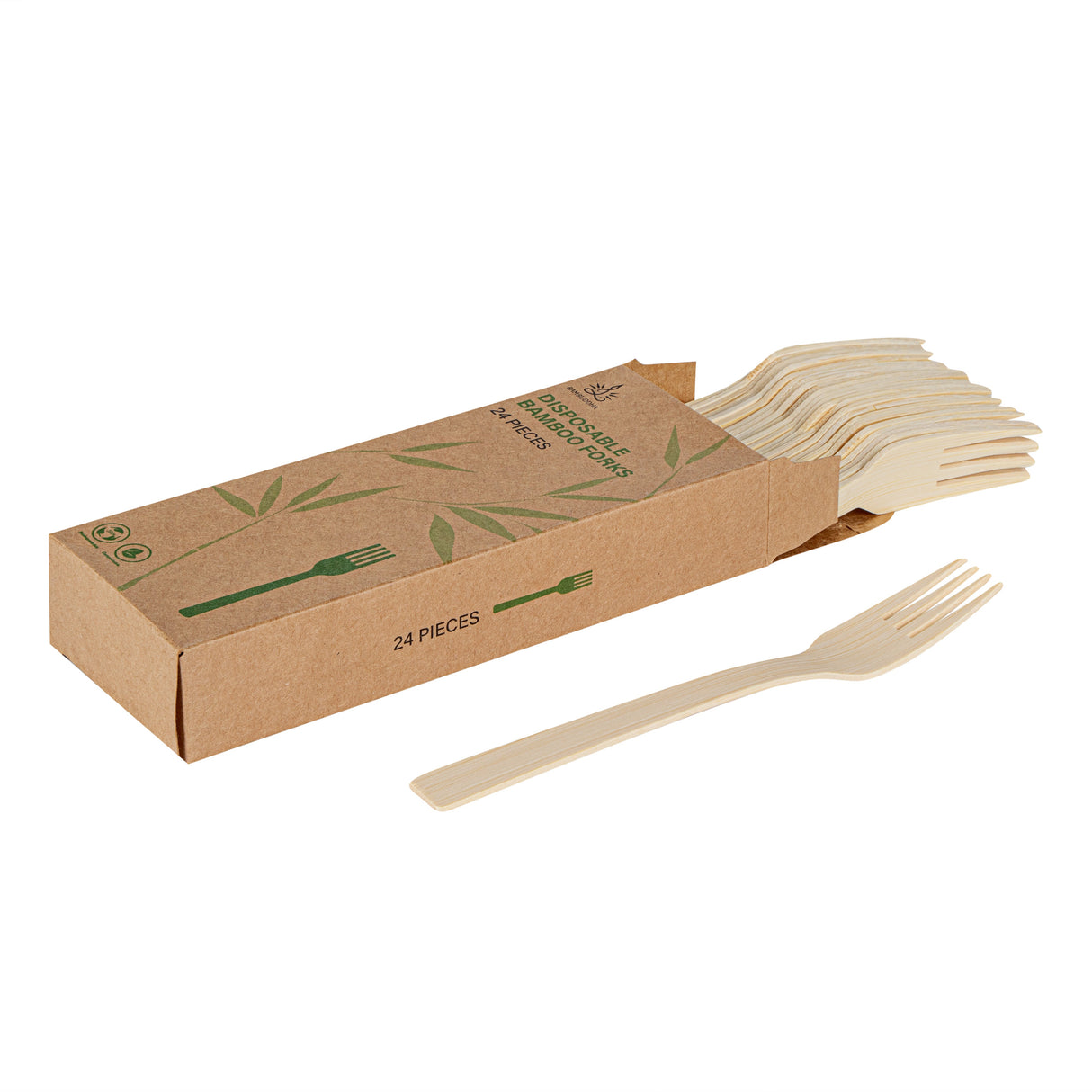 Forks, Bambuddha, Bamboo, Natural, 7 Inch, Retail,24 - 1 EACH