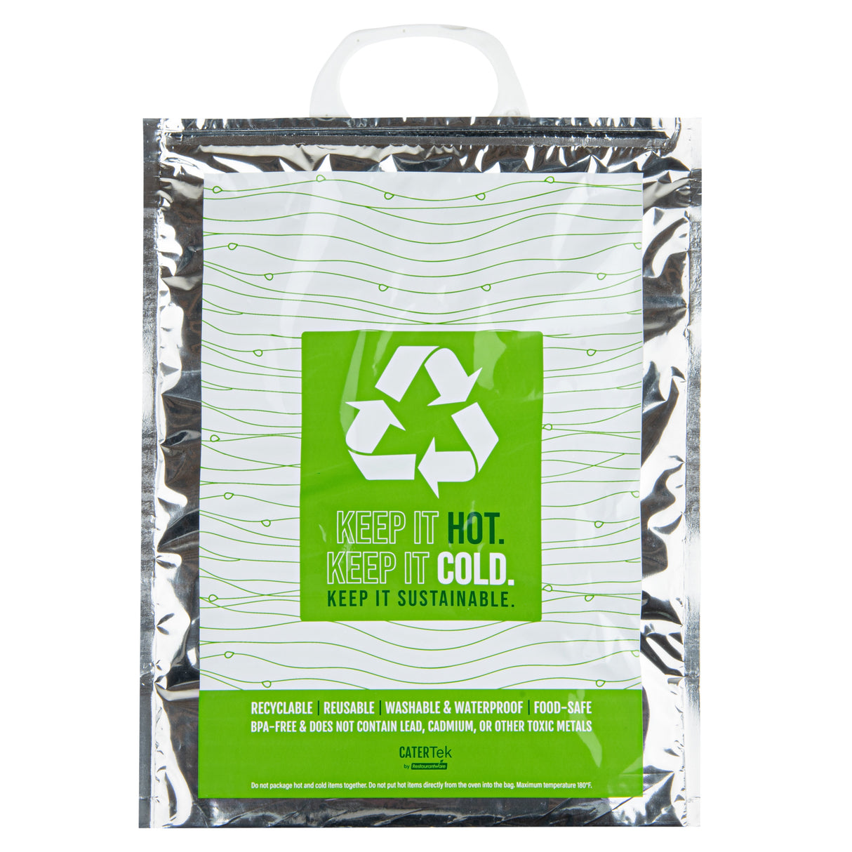 Bag, Thermal, Cater Tek 11.75 x 6 x 15 Inch, Insulated, Green & Silver, Plastic,1 - 1 EACH