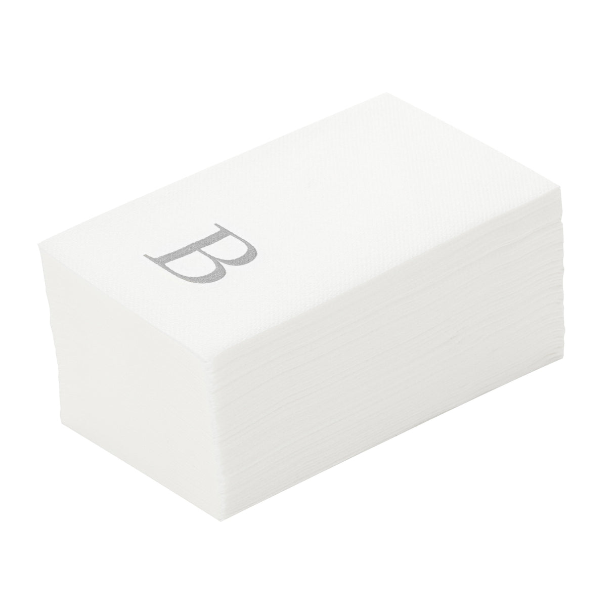 Towels, Guest, Luxenap, Linen-Like, White, with Silver Sans Serif Letter B, Air Laid, 15.75 x 8 Inch,50 - 1 EACH